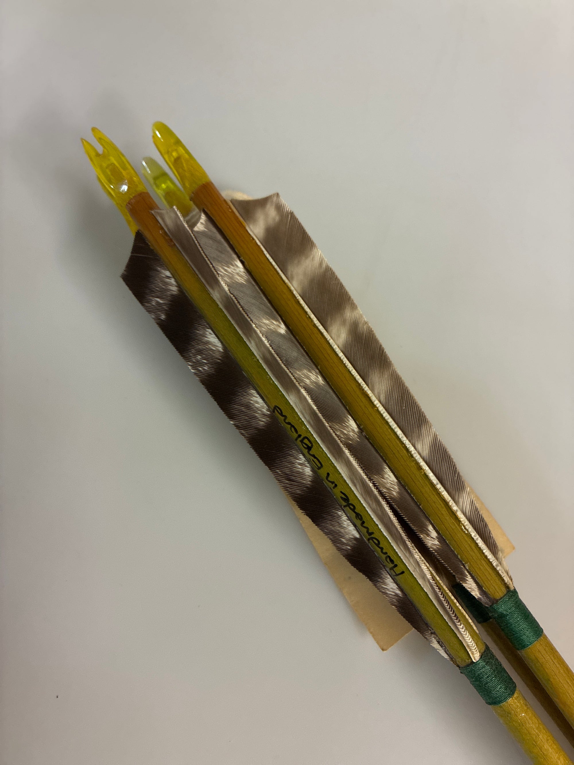 4x wooden arrows. 40lb @ 28”. Natural barred turkey feathers. 80gn piles.