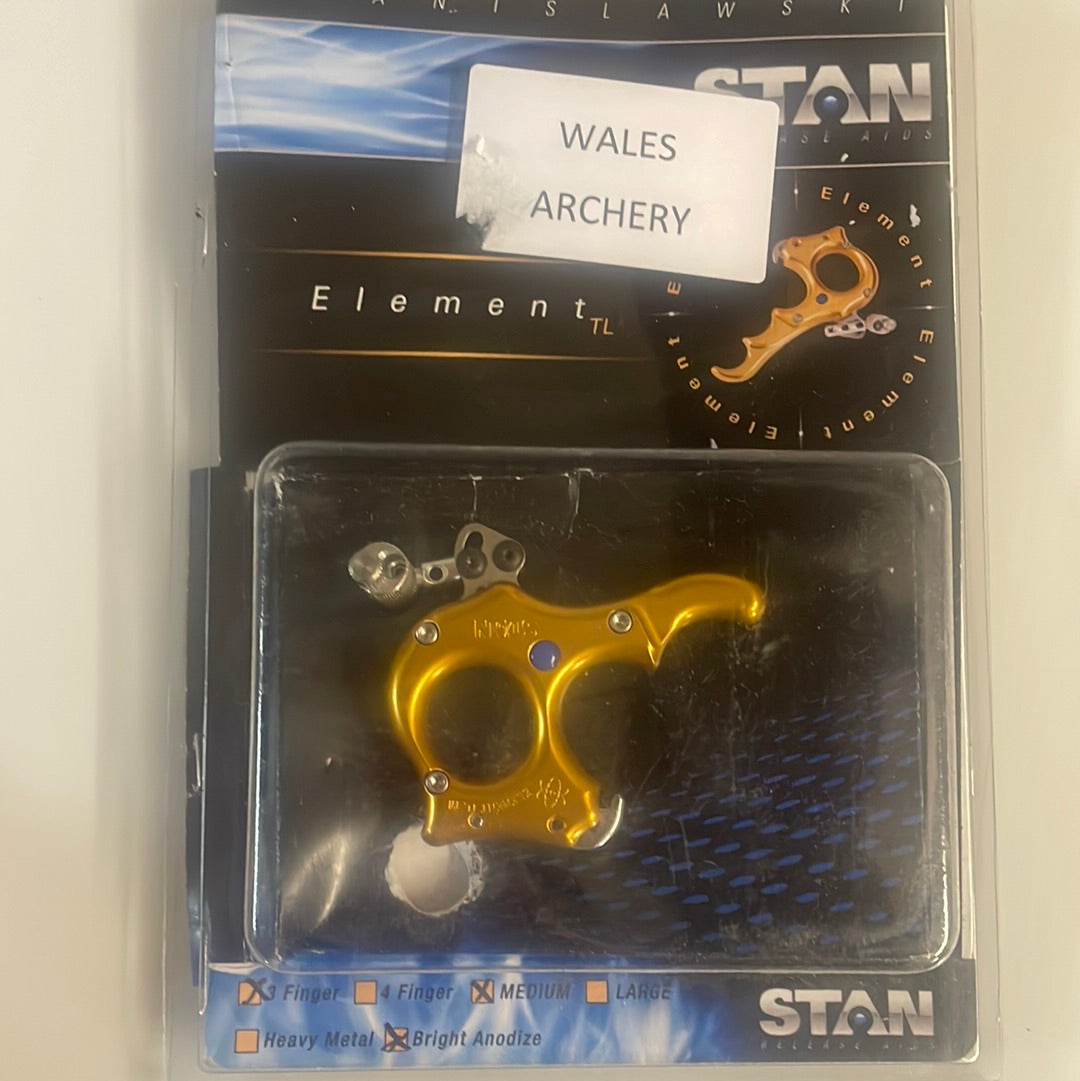 Reconditioned Stan Element TL medium, bright anodize. Resistance style trigger.