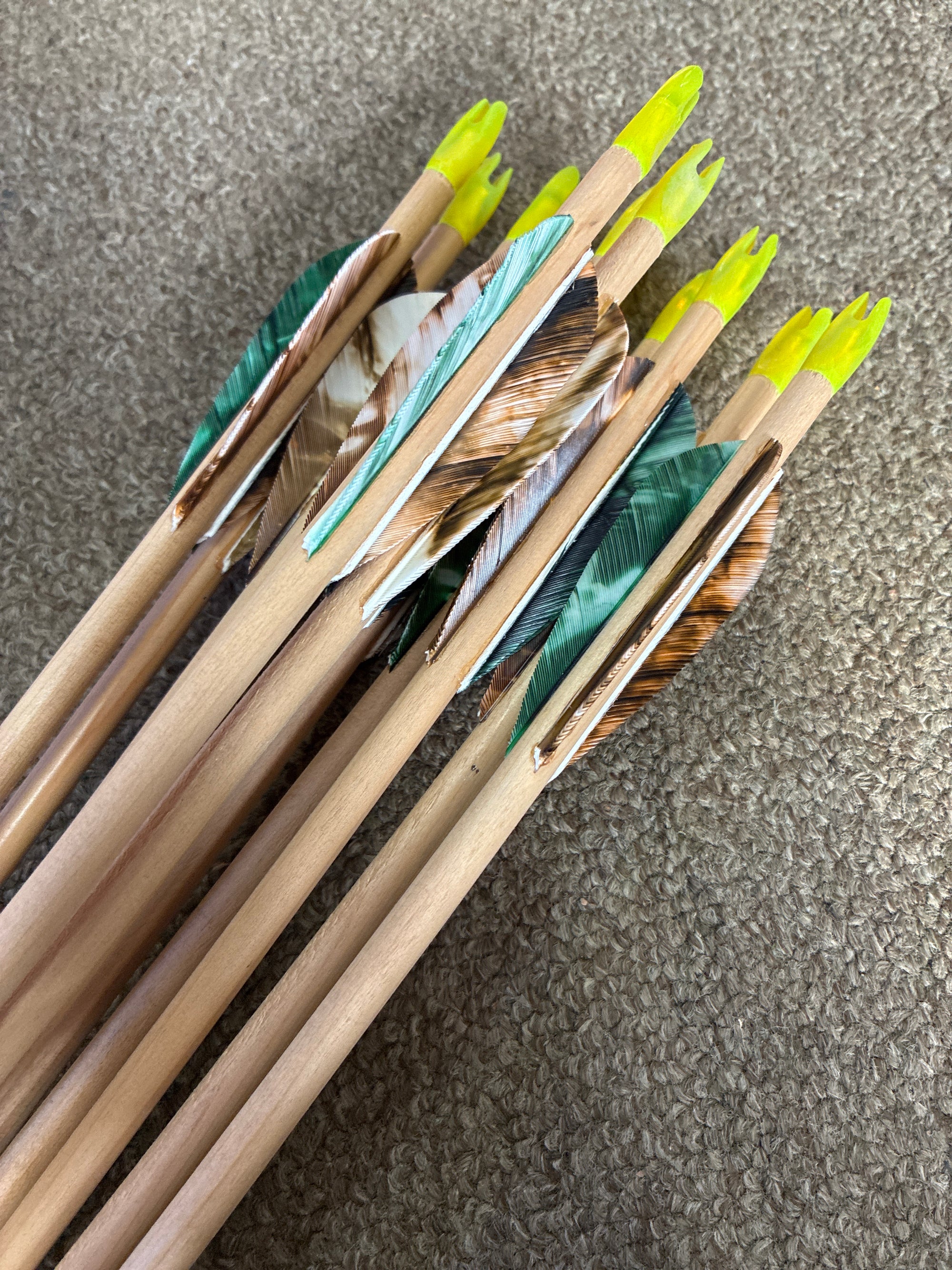 11xPOC Arrows 30-35 @32”. Tre Green with 2 tre brown 3” feathers. Points needed.